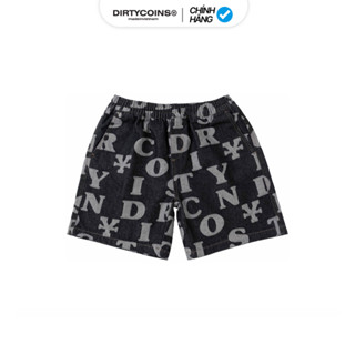 Quần DirtyCoins Letters Monogram Denim Short - Black