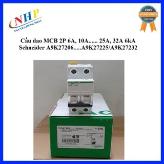Cầu dao MCB 2P 6A 10A 16A.....40A Schneider A9K27210/A9K27216...A9K24240/A9K24263