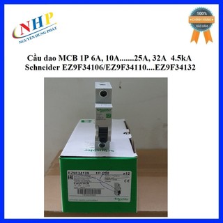 Cầu dao MCB 1P 6A, 10A....50A, 63A 4.5kA Schneider EZ9F34106...EZ9F34125/EZ9F34140