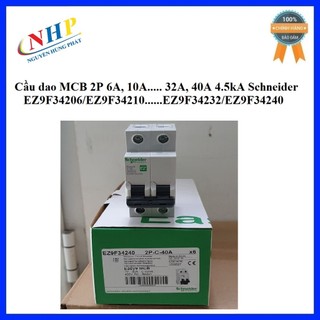 Cầu dao MCB 2P 6A, 10A....50A, 60A 4.5kA Schneider EZ9F34206....EZ9F34216/EZ9F34250/EZ9F34263