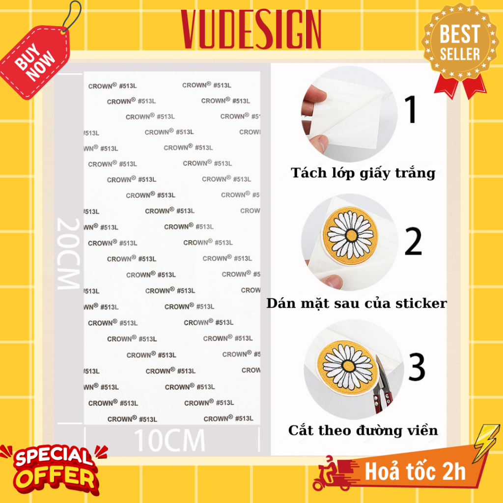 Băng Keo Dính 2 Mặt giúp Sticker vải dán lên Balo Laptop Nón Túi xách Giày Ốp lưng Phụ Kiện Vudesign