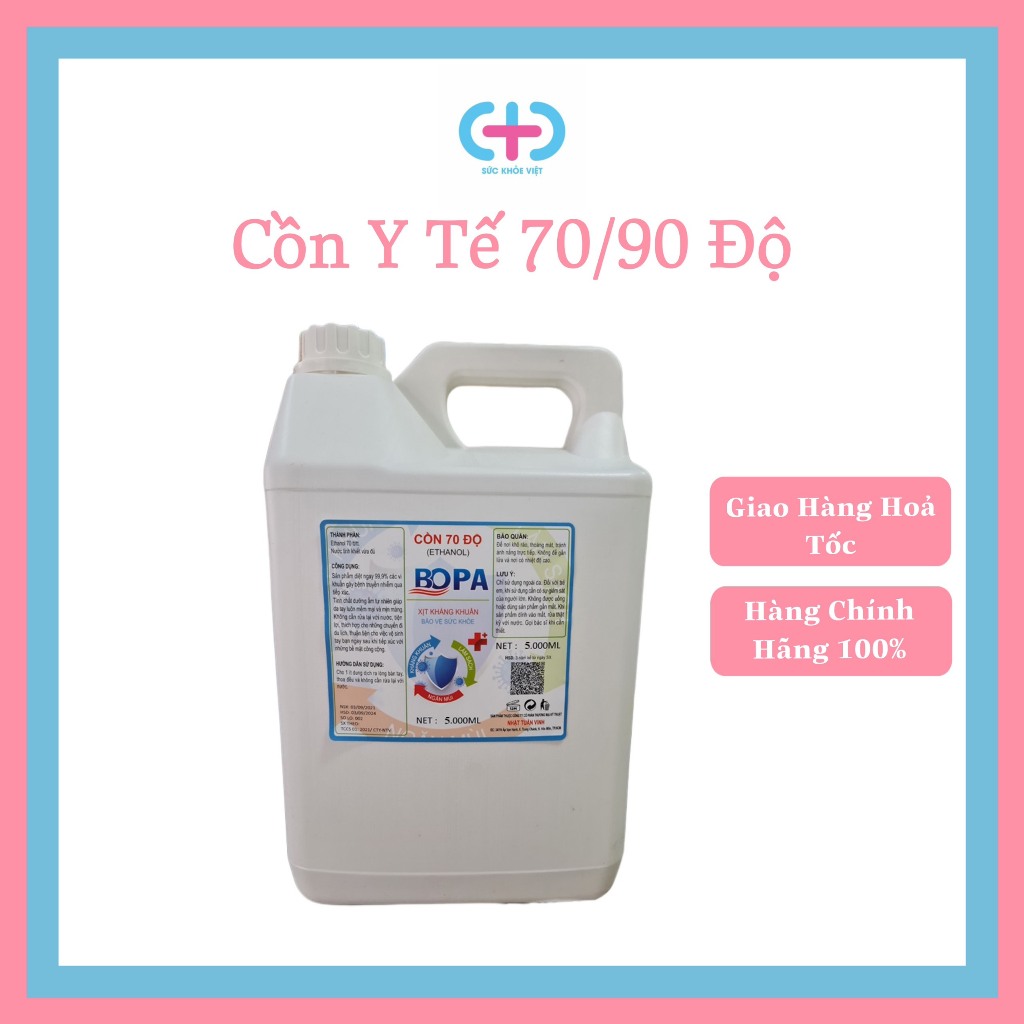 Can 5 lít cồn BOPA loại 70 độ, 90 độ