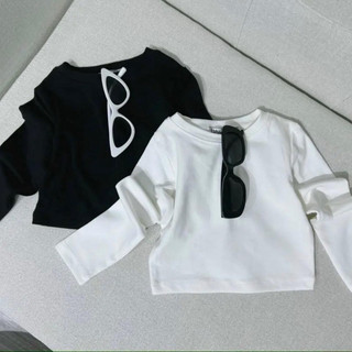 Thanh Lý áo croptop tay dài đen size 6