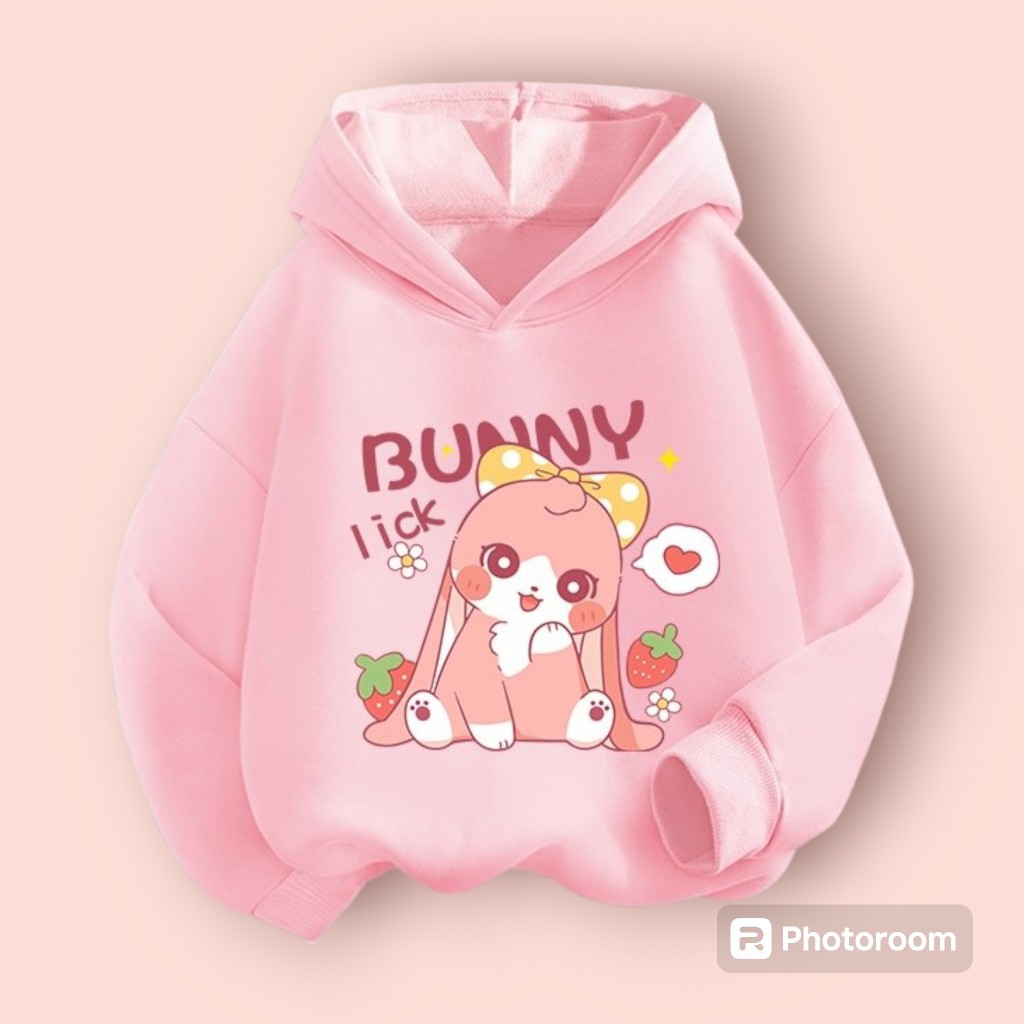  Áo hoodie cotton hình Thỏ BUNNY siêu xinh dài tay có mũ ấm áp mềm mịn cho bé yêu từ 10-60kg  M 167  