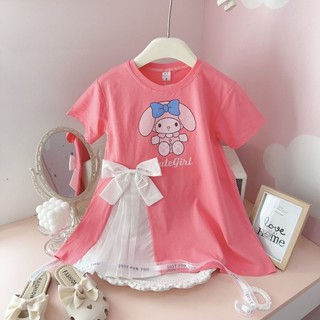 Váy bé gái cotton phối thô xếp ly nơ kiểu 10-28kg