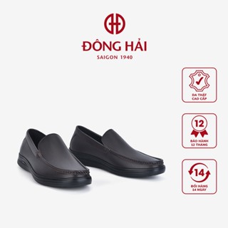 Giày Lười Mọi Nam Đông Hải Viền Chỉ Da Dập Vân Đi Làm - G2287