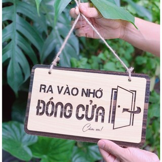 Bảng gỗ dây treo ra vào nhớ đóng cửa, vui lòng gõ cửa trang trí cửa ra vào tiện ích, sinh động