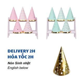 Nón sinh nhật lấp lánh nhiều mẫu - birthday paper hat multiple option nnp16