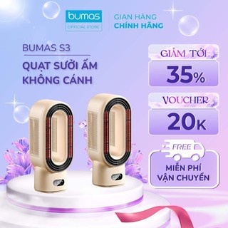 Quạt Sưởi Ấm Mini Không Cánh BUMAS S3 - Quạt Sưởi Gốm Làm Nóng Nhanh - Không Ồn An Toàn Tiết Kiệm