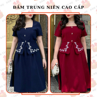[CG01] Đầm thiết kế tặng mẹ dáng peplum đính ngọc đơn giản sang trọng, vải co dãn và thoáng mát |Bigsize|