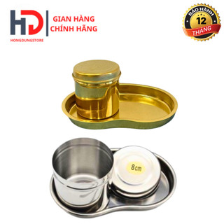 Bộ Khay Hũ Hạt Đậu Đựng Bông Cho Spa, Phun Xăm | Khay Hũ Hạt Đậu Inox, Mạ Vàng