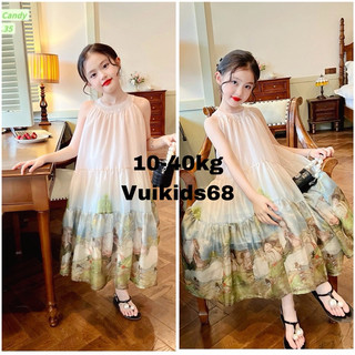 Maxi đi biển cho bé gái. Maxi tơ cổ yếm siêu mềm mát cho bé gái 10-40kg hàng loại 1 Sofia Candy