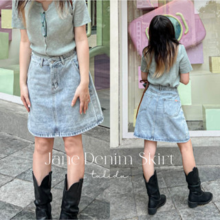  Chân Váy Jean "Jane Denim Skirt" TULIDU Chân Váy Bò Dáng Chữ A Wash Vintage Form Hàn Chất Mềm Mịn Không Giãn  CV48  