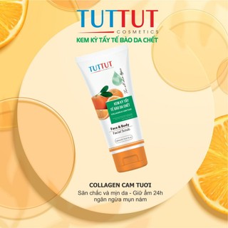Kem Kỳ Tẩy Tế Bào Da Chết Collagen & Cam Tươi Có Hạt Massage TUTTUT 160ml