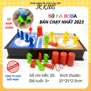 Bộ cờ cá ngựa SATO 013 có nam châm bàn cờ đẹp và tươi sáng kích thước 31*31*2.5cm, 100% nhựa an toàn