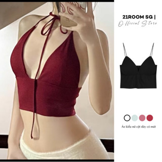 A162 [CÓ MÚT] Áo Bra Nữ Dây Cột 21ROOM Có Mút Xẻ Ngực Dáng Ôm, Áo Kiểu Đi Biển Đi Chơi Phong Cách Sexy