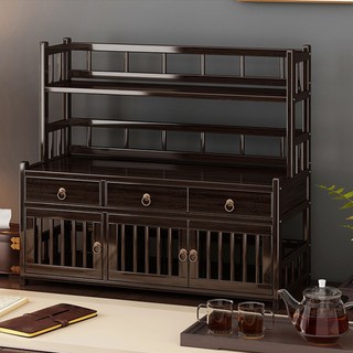 Kệ để ấm chén trà 3 tầng 3 ngăn kéo 60cm, Khay để ấm chén trà đạo, Kệ để đồ trưng bày trà cụ để bàn decor phòng trà đẹp