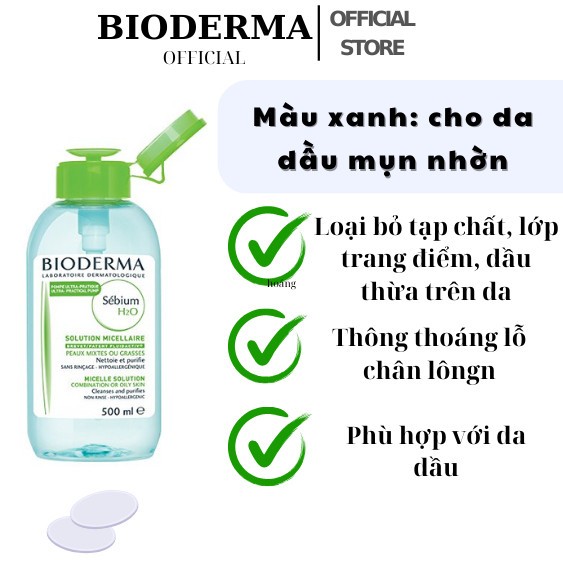 [CHÍNH HÃNG] Nước tẩy trang Bioderma làm sạch sâu, dịu nhẹ loại bỏ bụi bẩn, dầu nhờn dành cho mọi loại da loại 500ml | BigBuy360 - bigbuy360.vn