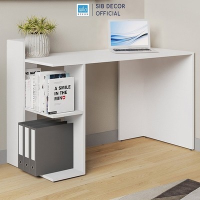 Bàn Làm Việc Đơn Giản Dài 120cm, Phối Chân Bàn Kệ Sách Đa Năng Thương Hiệu SIB Decor BLV80/82