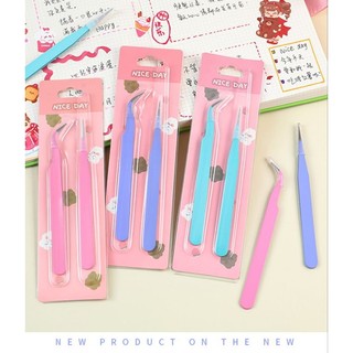 bộ 2 nhíp gấp sticker đầu thẳng và cong
