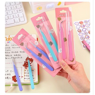 bộ 2 nhíp gấp sticker đầu thẳng và cong