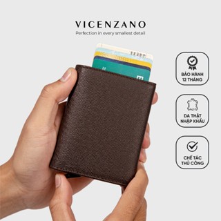 Ví Nam Cao Cấp Hộp Đựng Thẻ Thông Minh Nova, Da Bò Taiga, Kèm Hộp và Túi xách Quà Tặng Vicenzano