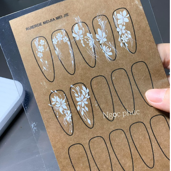 Set giấy ráp in sẵn khuôn phom móng tay 2 tờ ( 1 tờ giấy ráp + 1 tờ meca)