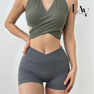 Quần legging đùi chun mông cạp V thắt eo, quần short cạp chéo tập gym yoga thể thao - LAV Activewear