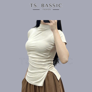 Áo Thun Nữ Cổ Cao 2 Phân Xẻ Hông Quyến Rũ Bigsize Thus218
