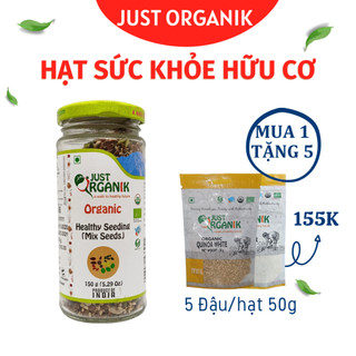 Hạt Mix Hỗn Hợp Hạt Hữu Cơ Just Organik Nhập Khẩu Ấn Độ Gồm Hạt Chia, Hạt Hướng Dương,..- 150g
