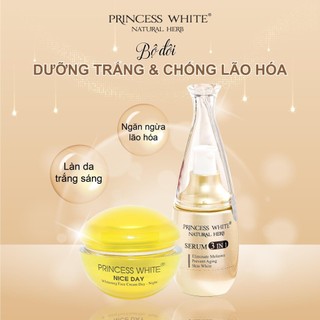 Bộ kem nice day+serum 3in1 princess white dưỡng trắng da ngừa lão hóa