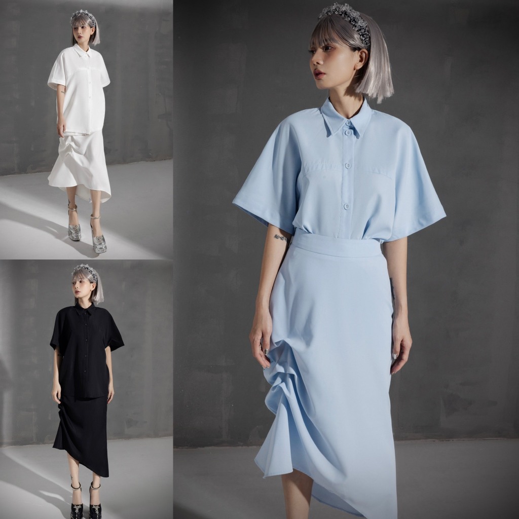 Áo sơ mi đáp ngực tay cộc liền thanh lịch, bắt mắt và phong cách J'adore Classic Shirt
