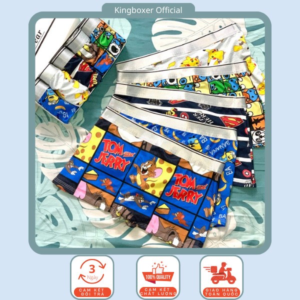 [Giá Sốc] Combo 3-4-5 sịp xì đùi nam, quần lót thun lạnh cao cấp in nhân vật hoạt hình Tom,Picachu