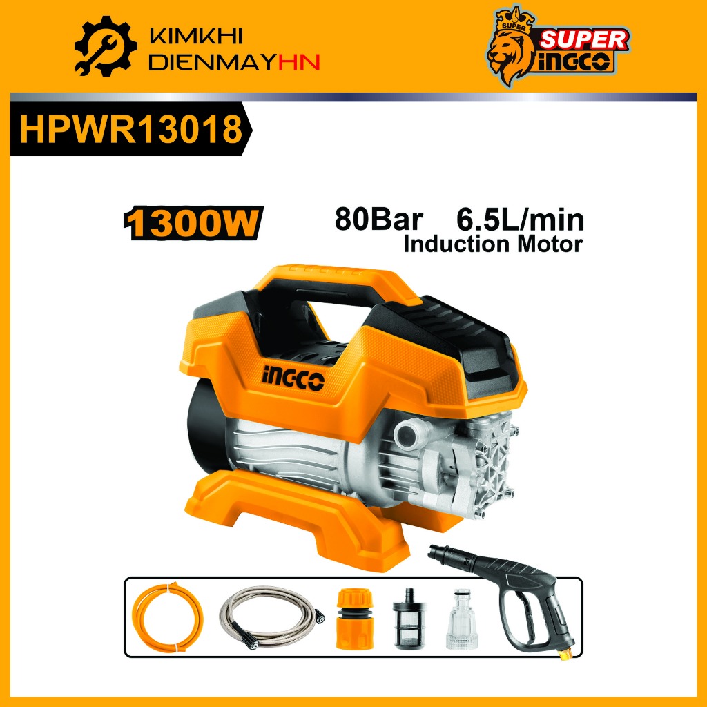 Máy rửa xe áp lực cao INGCO HPWR13018 Motor từ không chổi than. Máy rửa xe áp lực cao INGCO HPWR1502