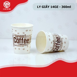 SET 50c Ly Giấy, Cốc Giấy 14oz 360ml Mẫu In sẵn Espresso dành cho quán cafe take away và Trà sữa.