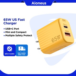 Aioneus Củ Sạc Nhanh 65W 2 Cổng Cao Cục Sạc USB C Cho Samsung Huawei Xiaomi Oppo