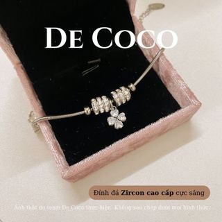 Vòng tay nữ De Coco Manla cỏ 4 lá đính đá titan không đen gỉ