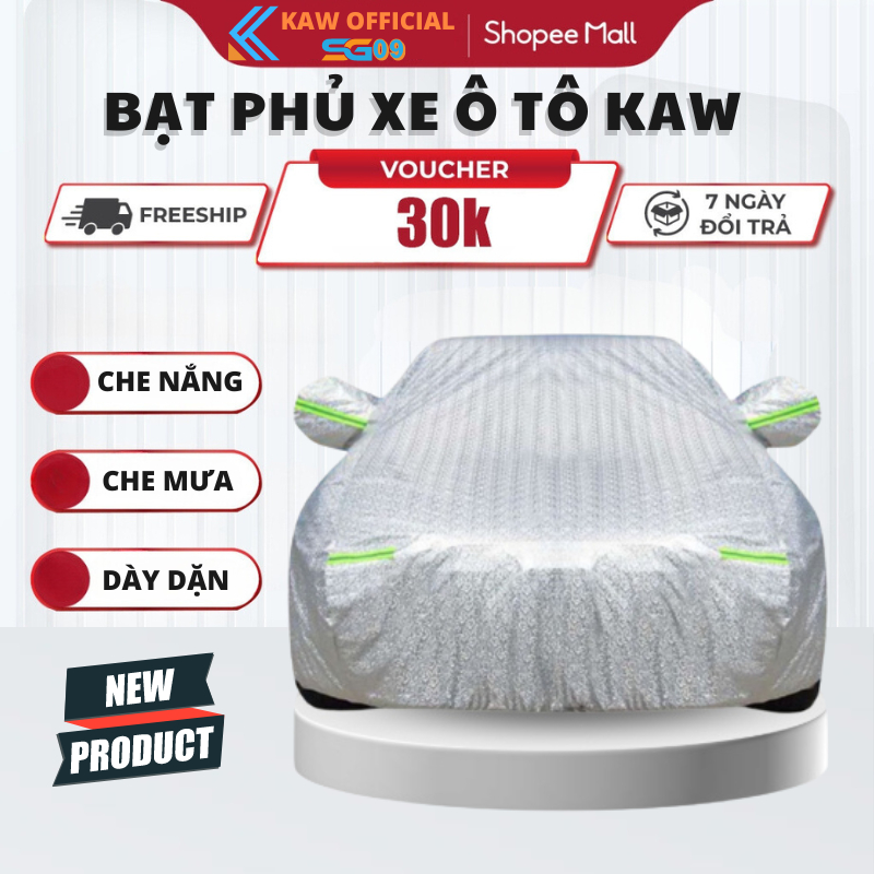 Bạt Phủ Ô Tô, Bạt Phủ Xe Ô Tô 3 Lớp Cao Cấp Chống Mưa, Chống Nắng, Chống Cháy, Hàng Chính Hãng, BH 6 tháng