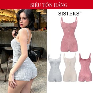 [Hót 2024] Jumpsuit nữ 2 dây SISTERS phối cúc cài ngực gợi cảm màu xám gân nhung mềm mại tôn dáng Kate A65
