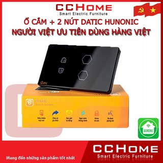 Công tắc 2 nút kèm ổ cắm datic - hunonic