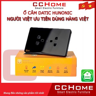 Ổ cắm mặt kính hunonic datic, ổ cắm 3 chấu 2 ổ - dtlsk02