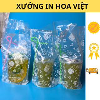 Túi nilon có vách ngăn đựng 2 ly trà sữa và loại 1 ly trà sữa 1kg