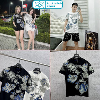 Áo phông nam lờ vê in hoa xám full áo siêu đẹp - áo thun nam nữ lờ vê in hình cao cấp