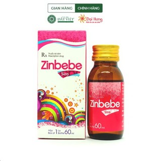 Siro kẽm ZinBeBe chai 60ml tăng cường sức khoẻ đề kháng, hỗ trợ trẻ còi xương, phòng thiếu kẽm