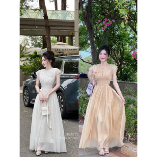 Váy maxi voan tơ kèm tag hoa sang chảnh