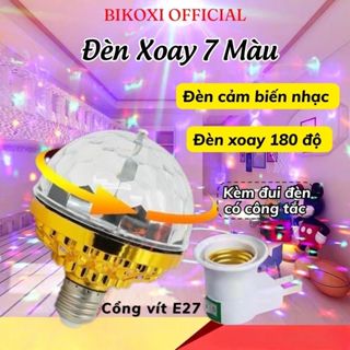 Đèn Led Xoay 7 Màu Bikoxi Nháy Chớp Theo Nhạc Hiệu Ứng 360 Độ Kèm Đui Cắm