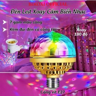 Đèn Led Xoay 7 Màu Bikoxi Xoay Pha Lê Cảm Ứng Theo Nhạc