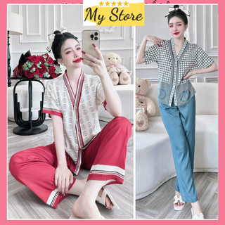 Đồ bộ Pijama chất vải lụa latin in 3D thiết kế cao cấp siêu SANG mềm mịn mát - Freesize dưới 60kg