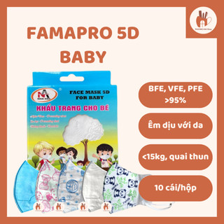 Khẩu trang y tế trẻ em kháng khuẩn 3 lớp famapro - hộp 10 cái