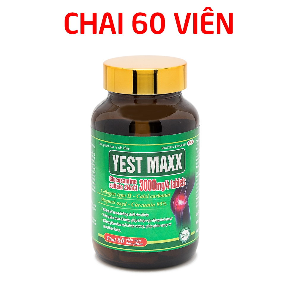 Viên xương khớp Glucosamin 3000mg Yest Maxx giảm đau nhức mỏi xương khớp Hộp 60 viên